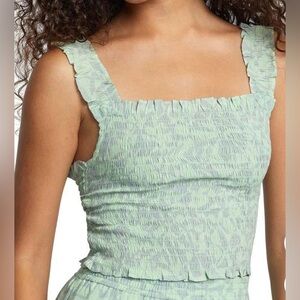 RVCA Olive Smocked Crop Top